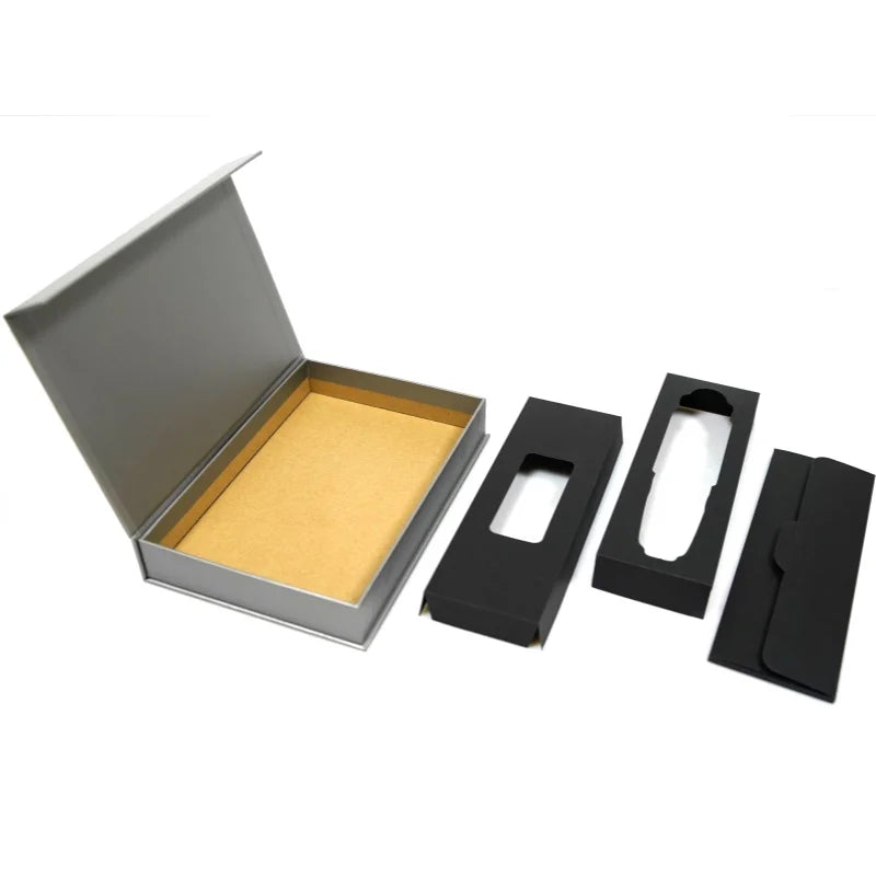 Recyclable Custom Printed Luxury Black Packaging Gift Box Clamshell Magnetic Foldable Gift Boxes