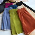 New Fashion Women Girls Pleated  Shorts Summer Solid Color High Waist Black Loose Wide-leg Slim Outdoor Casual Pants