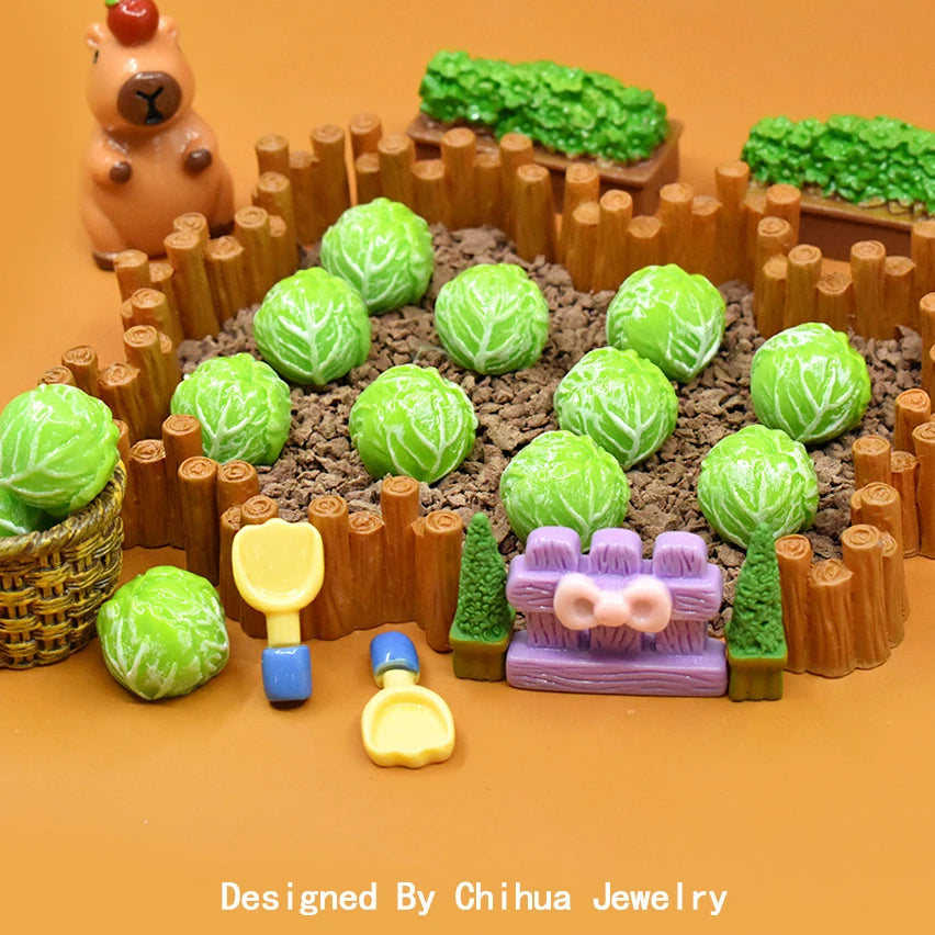 Cute Cabbage Resin Flatback Cabochon Miniature Vegetable for DIY Slime Accessories Kitchen Toy Fairy Garden Figurines
