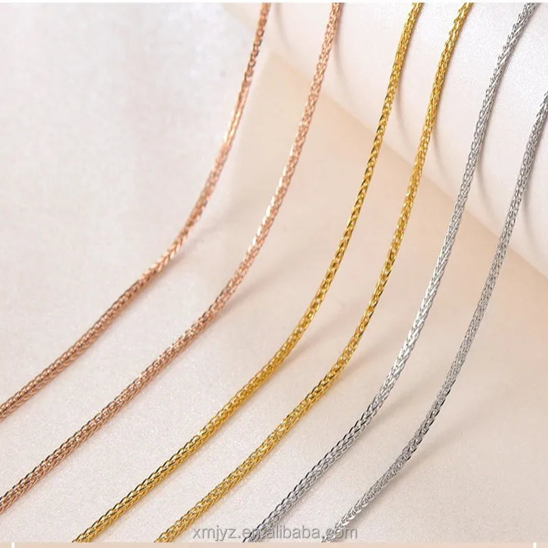 Certified 18K Gold Chopin Auspicious Color Golden Golden Clavicle Chain Au750 Fine Chopin Chain Random Distribution Chain