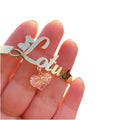 QIUHAN OEM Heart Zircon Charm Bracelet Stainless Steel Jewelry Custom Name Bangles
