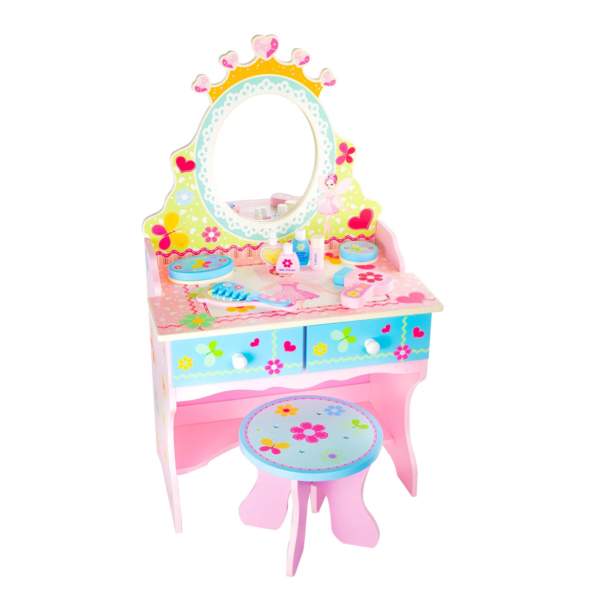 2025 New Coiffeuse Enfant Make up Game Cosmetic Set Colorful Princess Children Dresser Toy