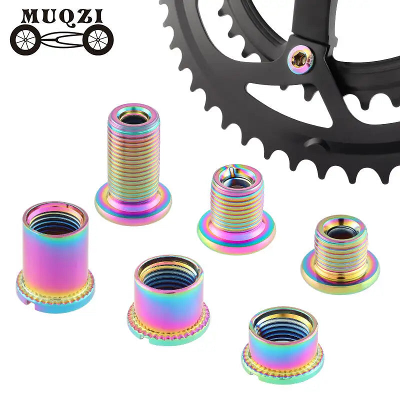 MUQZI Bicycle Chainwheel Screws Rainbow Color Single/Double/Triple Chainrings Bolts M8 Bicycle Chainwheel and Crank Screw