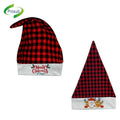 Prosub Xmas Sublimation Blank Hats Christmas Festival Party Decoration Short Plush Buffalo Plaid Sublimation Santa Hat