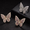 Hot Selling Party Exaggerated Butterfly Opening Adjustable Ring Sparkly Zircon Ring Gifts for Women