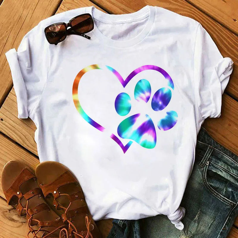 Wholesale T-shirt Women's Valentine's Day Printed Sexy Casual Basic Model White T Top Girl's Tee Harajuku Cheap Graphic Tops