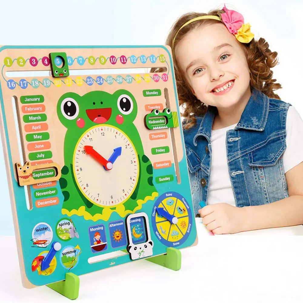 Montessori Educational Calendar Weather Season Month Cognition Clock  Children's Time Cognition Wooden Busy Board