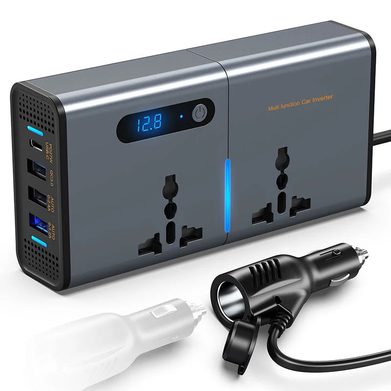 Outdoor Camping Power Inverter 200W 12V 220V Socket Universal PD Fast Charge USB Charger Adapter Car Inverter