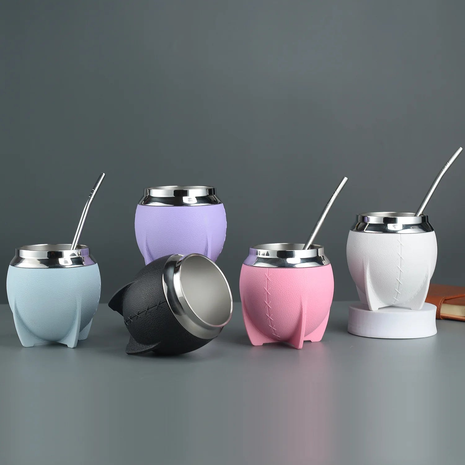 Double Wall Metal Cup Factory Stainless Steel Vacuum Metal Straw Hot Mate Set Tea Cup Tumbler 280ml Argentine Yerba Mate Cup