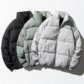 Fashion Style Men's Puffer Jacket Wholesale Winter Solid Color Stand Collar Warm Jacket Streetwear Hip Hop Windbreaker Jacket