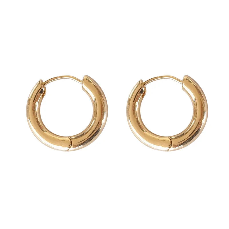 Pendientes Con Circulo Korean Minimal Gold Glossy Ring Hoop Earrings Alloy Metal Ring Earrings for Women