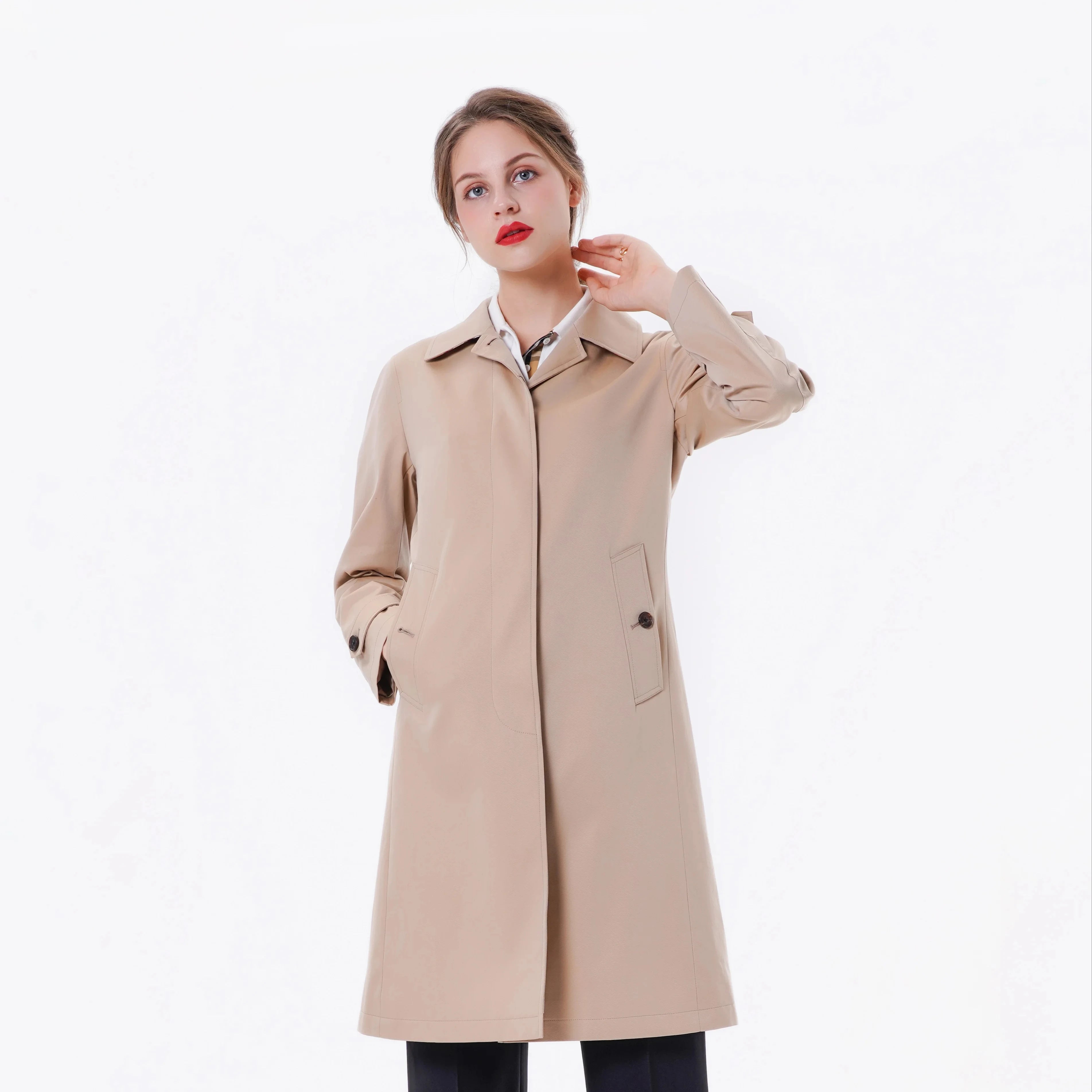 2023 Bosha Women's Classic Trench Coat Autumn Windproof Long Jacket With Buttons  Style Casual Design