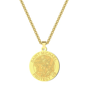 Fashion Stainless Steel 18k Gold Plated Catholic Saint Michael Charm Pendant Necklace Jewelry for Women