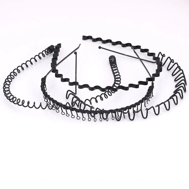 Fashion Sports Hairband Solid Men Women Unisex Hair Band Style Black Metal Men Wave Hairband Women Girls Hair Accessories