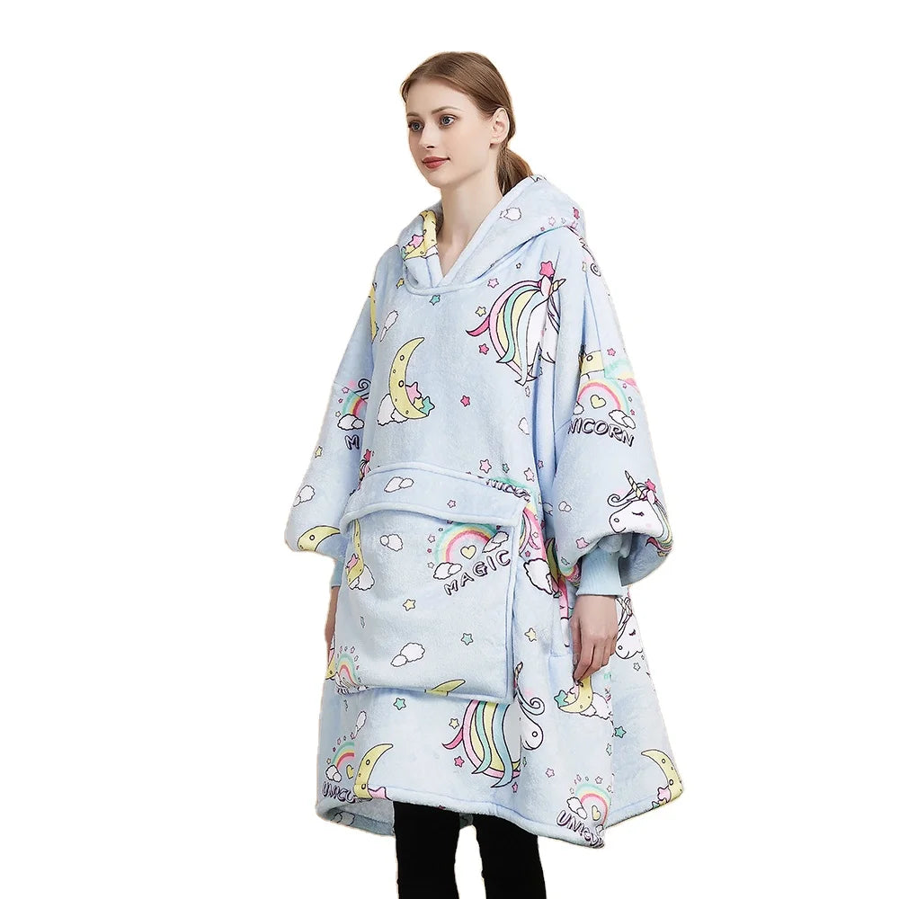 Wholesale Wearable Blanket Hoodie Oversized Sherpa Hoodie Sweatshirt Blanket Women Men Boy Kids