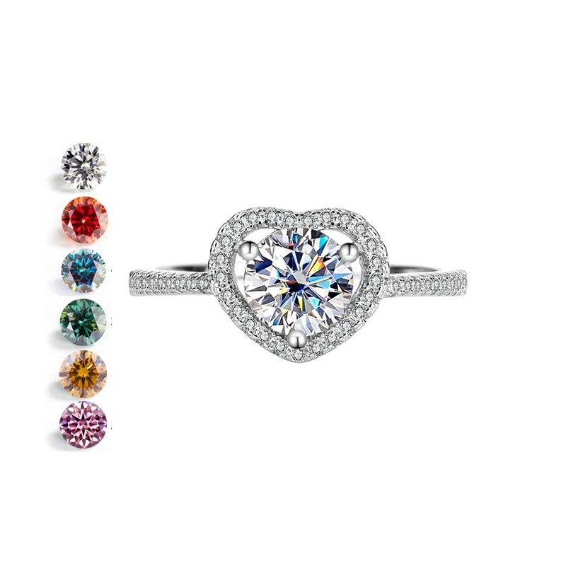 SPJ Wholesale Engagement Rings for Women S925 VVS Fine Jewelry Customized 1ct Moissanite Heart Shape Ring for Wedding Parties