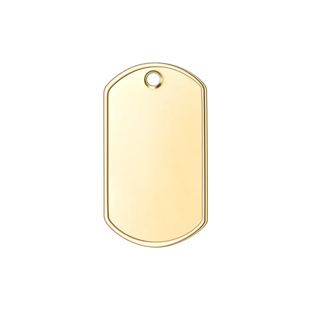 Novel Gentleman Rectangle-shaped Geometric Stainless Steel  Identity Charm with Engraving Anti-lost Pendant Blank Necklace