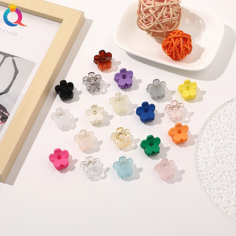 Mini Size Flower Shape Hair Claw Clip for Kid Children Transparent Hairgrip Hair Accessories