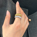 Punk 6mm 18K Gold Plated Texture Stainless Steel Elastic Ring Hot Sale Factory Direct Customized Logo
