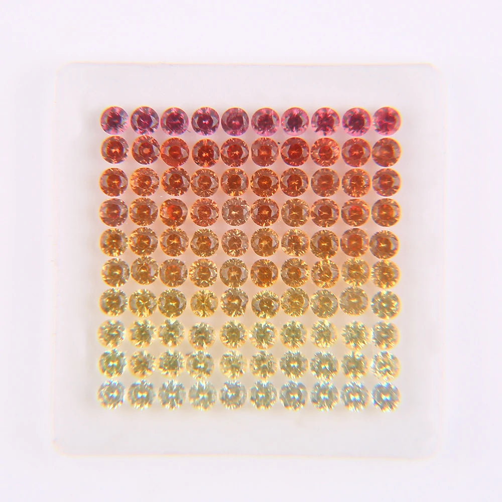 VOAINO 2.4 mm 2.4 Carat 100 Pcs Real Gemstone Gradient Sapphire Yellow Natural Melee Stone for Jewelry Making