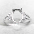 Sterling Silver 8*10mm Semi Mount Ring Empty Frame Blank Support Setting S925 Base Holder Without Center Stone for DIY Inlay