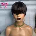 REINE Short Virgin Human Hair Bob for Cut Straight Remy Brazilian for Lace Wig for Black Women Machine Made Glueless