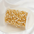 WT-RBC234 Newest 18K Gold Plated Tiny Round Ball White Artificial Pearl Beads Fashion Women Chain Jewelry Findings