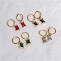 Non Tarnish Rectangle Zircon Hoop Earrings Waterproof Earrings Wholesale Stainless Steel Jewelry for Women