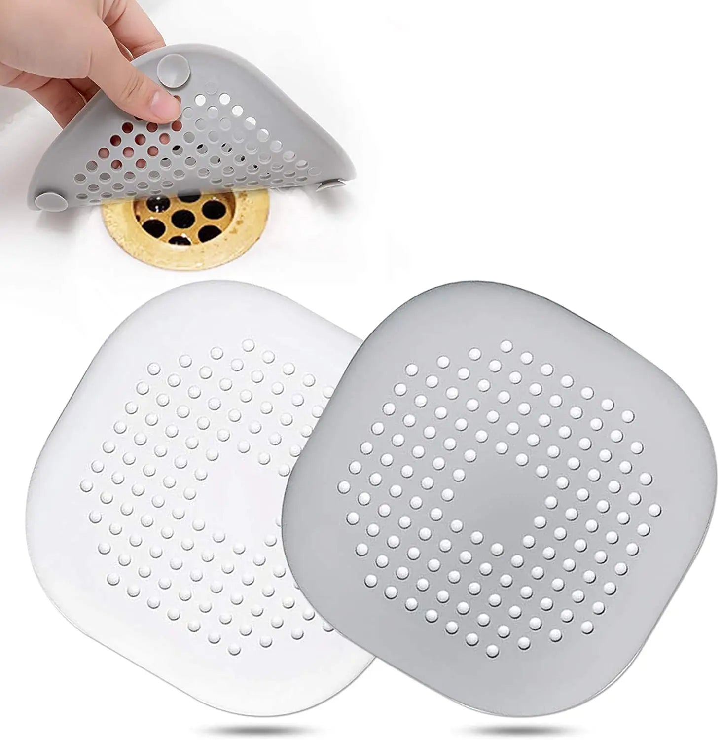 2pcs Silicone square Sink Drain Cover Floor Drain Filter Cover with Suction Cup Easy to Install for Bathroom Bathtub Kitchen