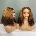 Promotion Price #T4304 Super Double Drawn Verified Suppliers for Human Hair Wigs14Inch Ombre Luxury Curl 4X4 Lace Closure Wigs