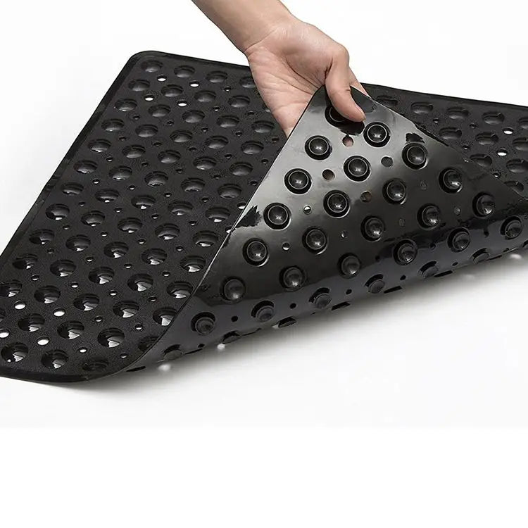 54x54CM Square Non-Slip Shower Mat Machine Washable Bath Mat with Suction Cup Drain Hole Bathtub Mat for Enhance Bathroom Safety