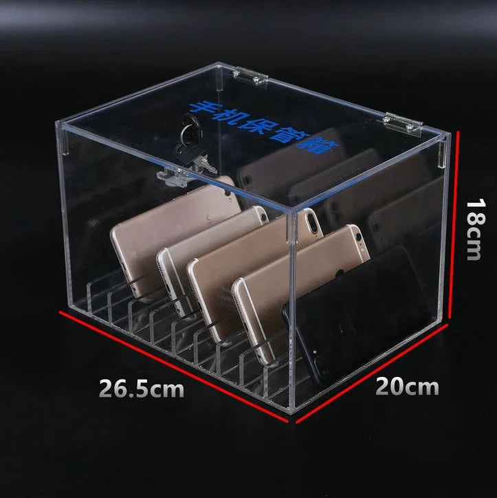 Clear Acrylic Mobile Phone Display Container with Lock Storage Boxes Stand Elegant Display Racks
