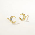 Nagosa Wholesale Jewelry 925 Sterling Silver Gold Vermeil Cubic Zirconia Crescent Ballbell Stud Earrings for Women
