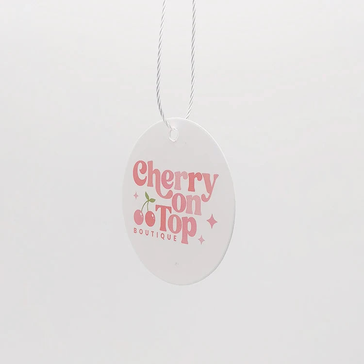 Round Shape Wholesale Brand Name Personal Tag Paper Hanging Clothing Tags Pvc Tag