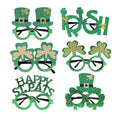 St. Patrick's Day Party Decorations Glitter Green Plastic Shamrock Eyeglasses and Clover Hat Eyewear Favors