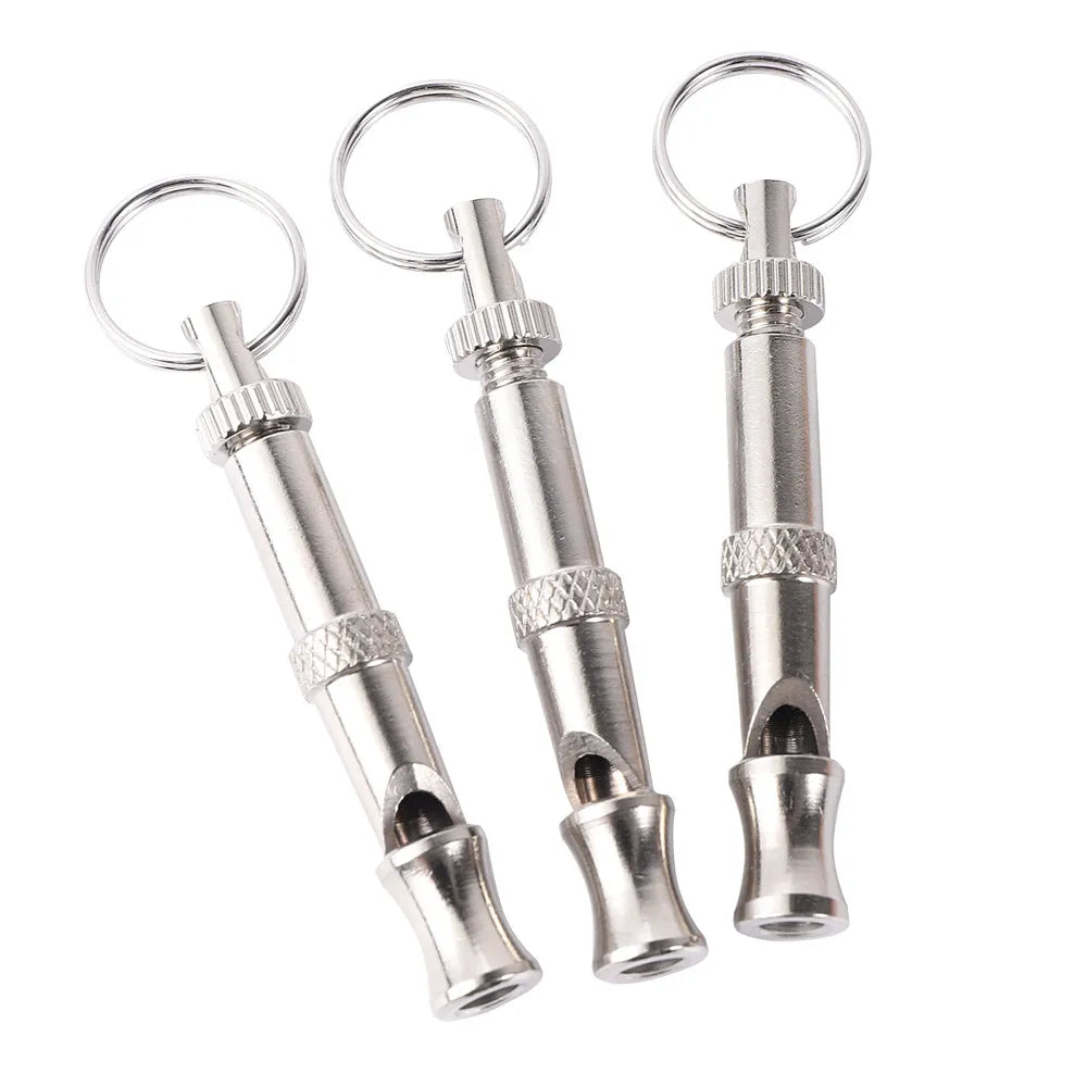 Portable Animal Farm Pet Whistle Keychain Stainless Steel Whistle Training Deterrent Whistle