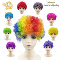 Fujia Custom Curly Hair Festival Wig Color Explosive Head Hip-hop Clown Characters Prop Wig Football Cup Flag Color Fan Wigs