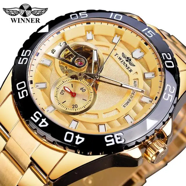 Winner Skeleton Watches Men's Mechanical Automatic Stainless Steel Watch for Men Waterproof Sport Luxury Clock Relojes Hombre