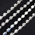 Glitter Rhinestone Cup Chain D-shape Claw Base Fashion Glass Crystal Trim Sewing Strass for Garment Wedding Diy