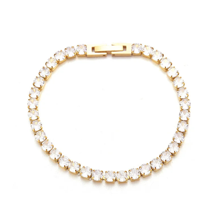 High Quality Fashion Crystal Buckle Design Bracelet Gold Plated Stainless Steel Women's Zircon Bracelets