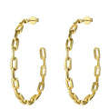 18K Gold Plated Brass Jewelry Link Chain Hoop Earrings  Big Circle Hoops C Shaped Wholesale Earrings  EF181083