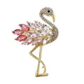 Wholesale Gold Plated Flamingo Bird Rhinestone  Brooches and Pins for Dresses Crystal Flamingo Lapel Pin Coat Blazer Brooch