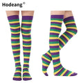 Fashion Thin Long Costume Socks Mardi Gras Women Over Knee Thigh High Striped Stockings
