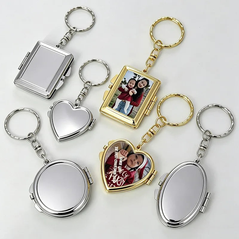 Heat Transfer Printing Double-sided Mirror Keychains Blank Sublimation Metal Keychain Ladies Gift
