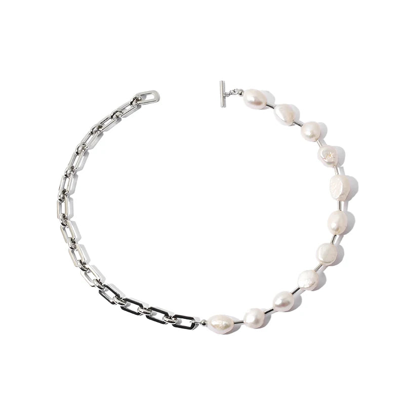 New Arrival Luxury Natural Baroque Pearl Necklace America Style INS Trendy Link Chain Necklace for Women