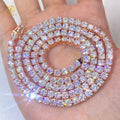 Factory Wholesale 3mm 4mm 5mm 6.5mm Vvs Moissanite Tennis Chain Necklace 925 Silver Rose Gold Plated Necklace for Man Women
