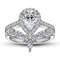 925 Silver Jewelry Wholesaler Factory Pear Cut Main Stone Rhodium Plated White Zirconia Engagement Ring Wholesale Custom Logo MegaBDM