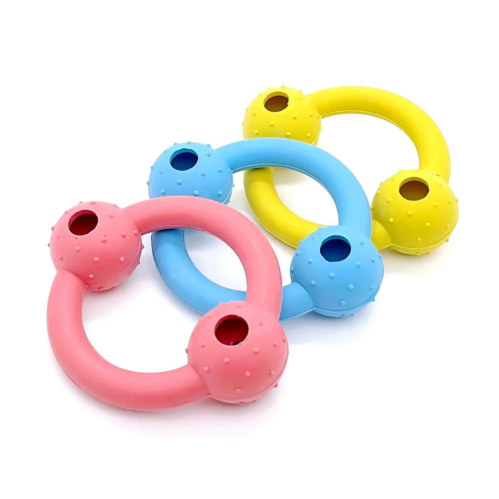 Durable Natural Rubber Ring Training Chew Toy with Bell Inside Dog Chew Toy Interactive Pet Toys