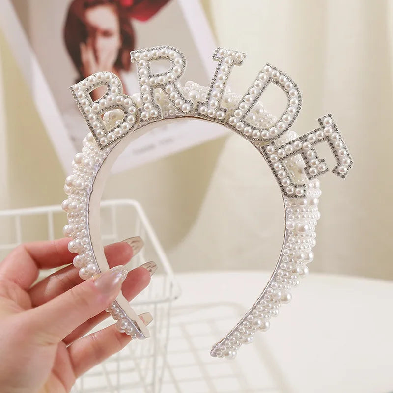 Elegant White Hair Hoop Plastic Pearl Headband for Brides for Party Hair Accessories