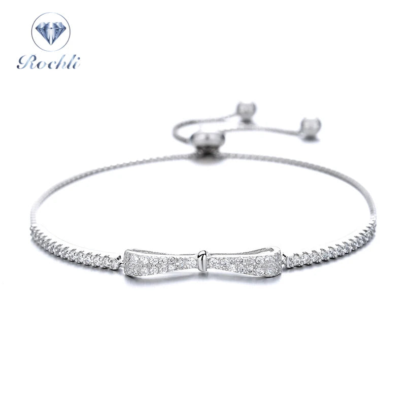 New Trend Jewelry 925 Sterling Silver Bowknot Zircon Bracelets for Women Girls